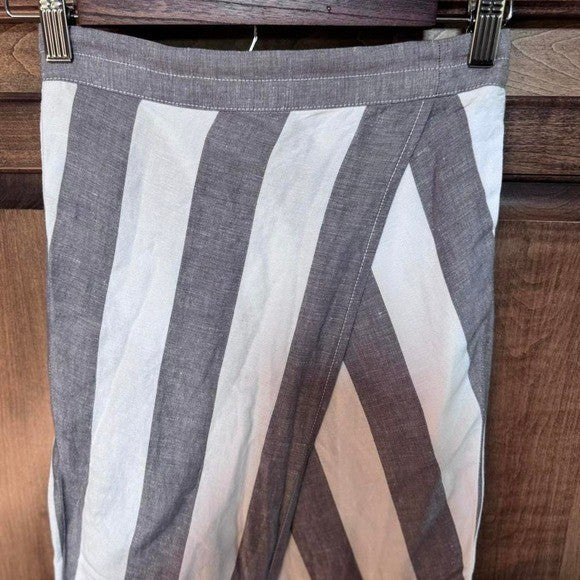 Madewell Linen Blend Striped Wide-Leg Pants XXS NWT