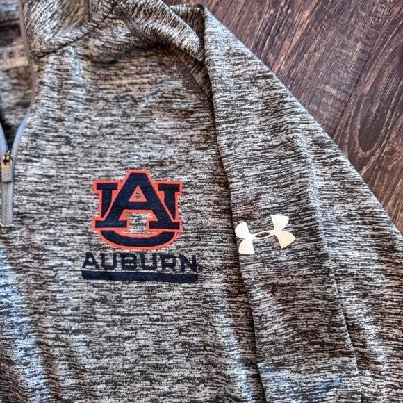 Men's Under Armour Heathered Gray Auburn Tigers Tech Performance Quarter-Zip