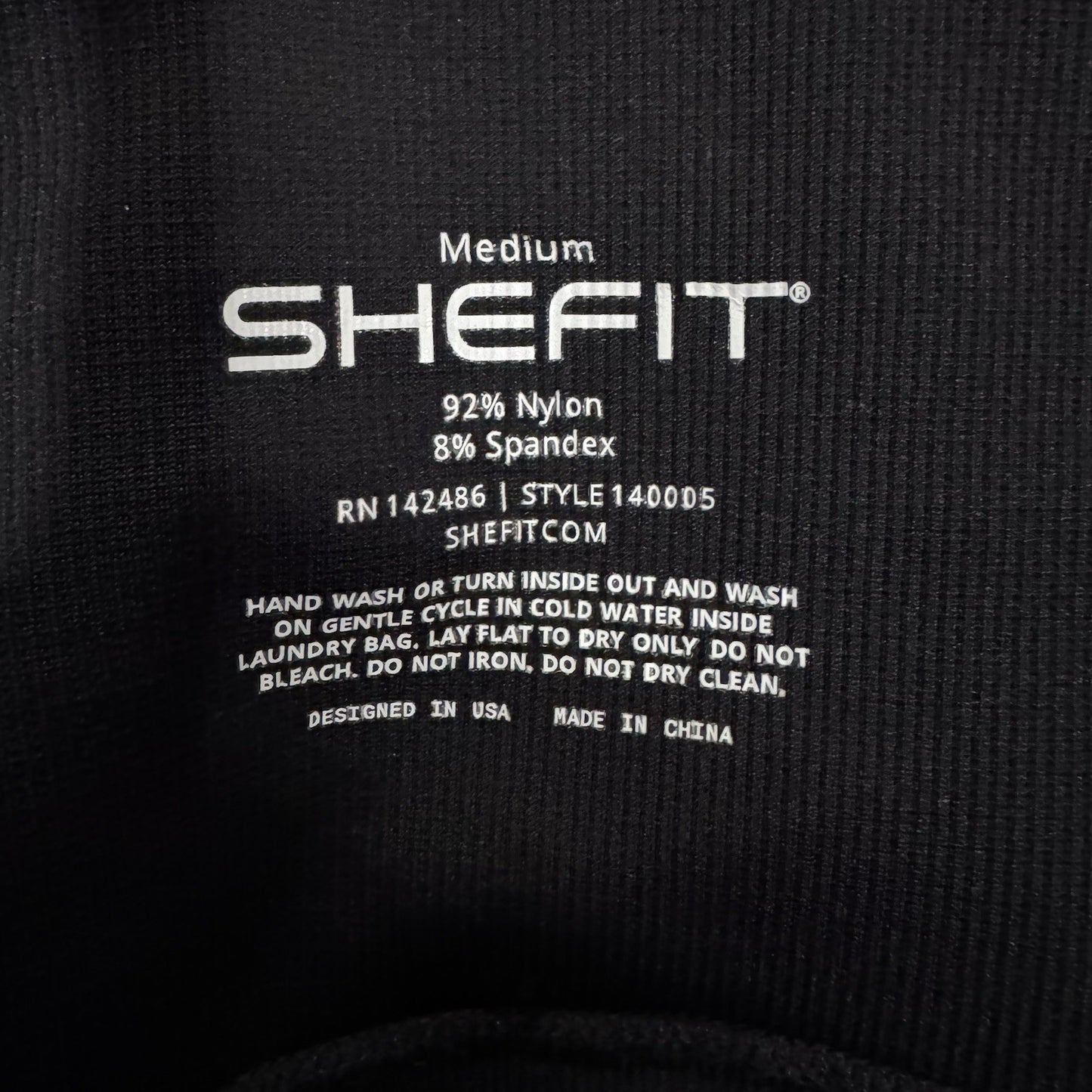 SHEFIT Black Compression Leggings Medium | High Waist Sculpting | Textured Cuffs