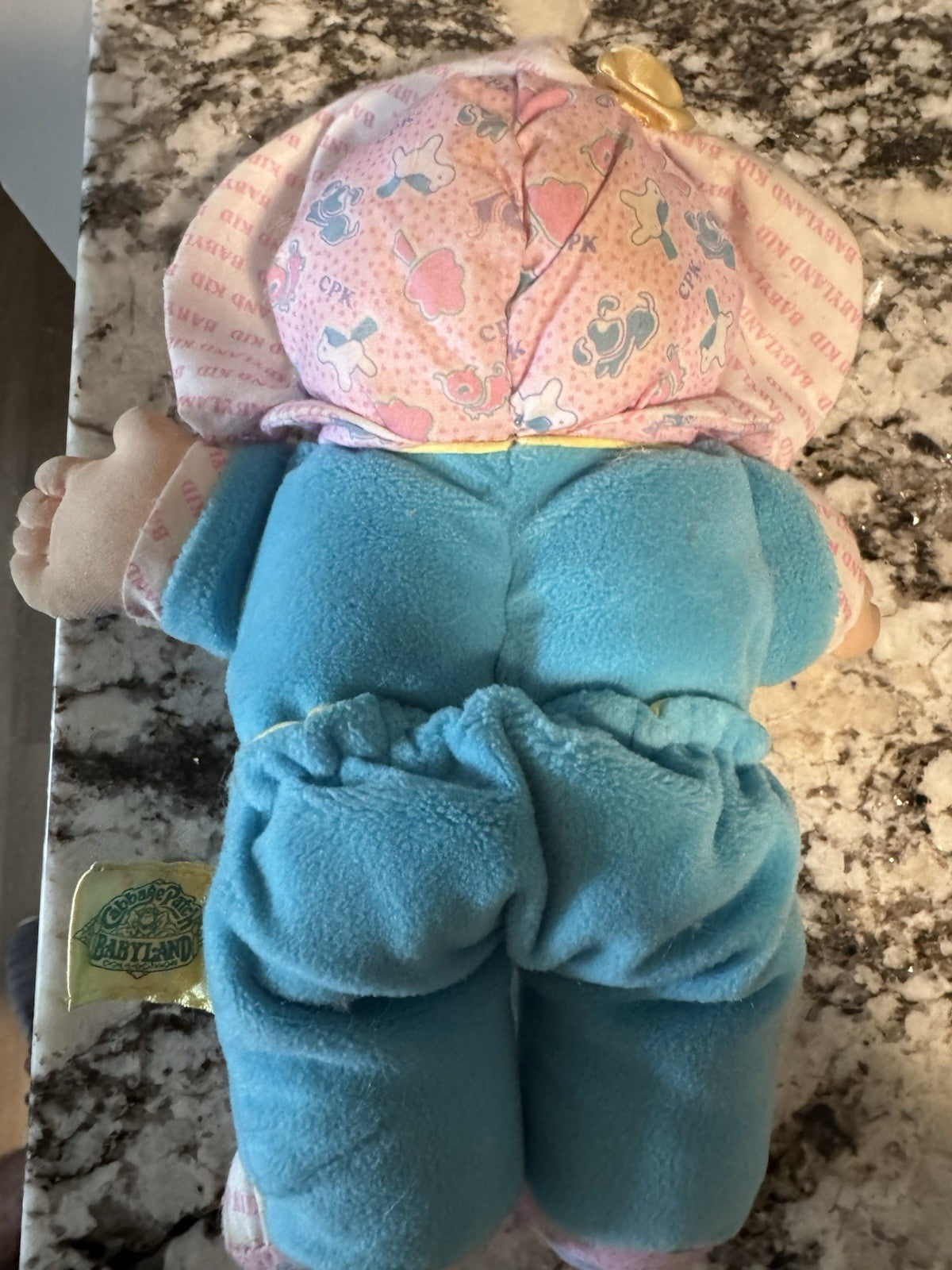 Vintage 1980s Xavier Roberts Babyland Cabbage Patch Doll Pink Blue Rattle