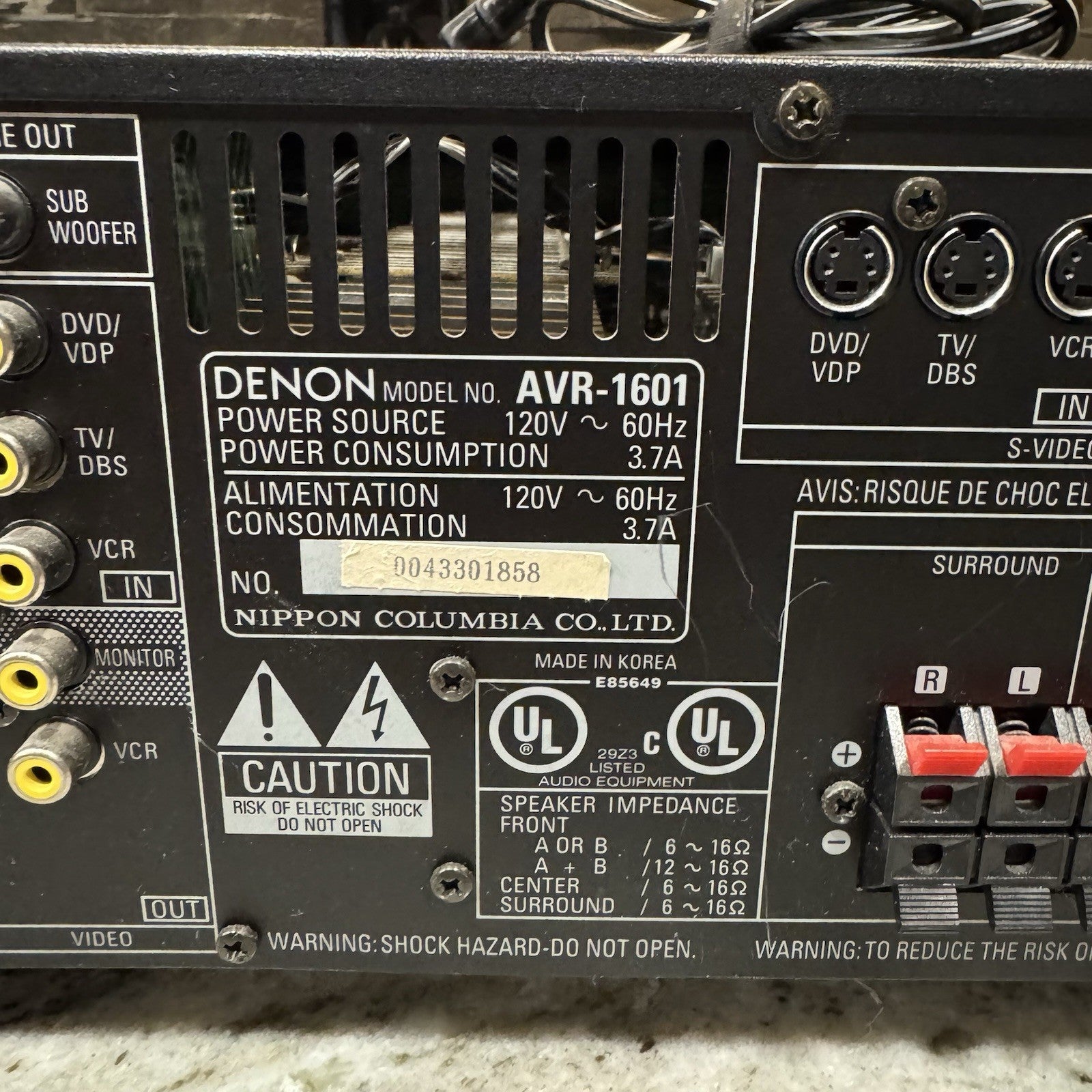 Vintage Denon AVR-1601 Precision Audio Component/AV Surround Receiver