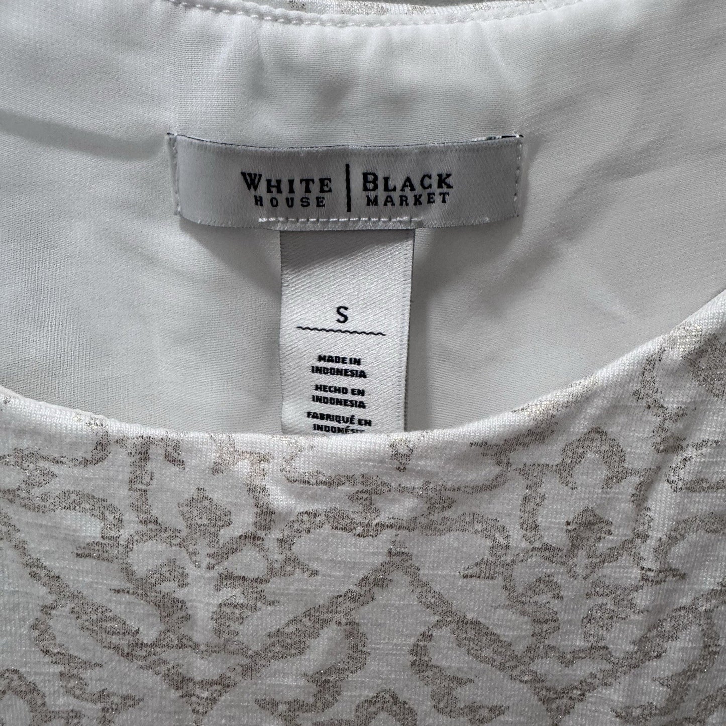 White House Black Market Sleeveless Layered High Low Tank Top Sz S Ivory Gold