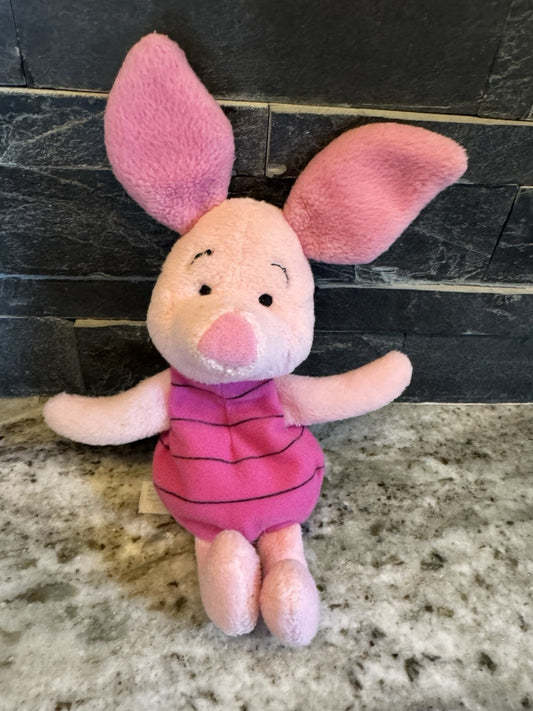 DISNEY Mattel Piglet Bean Bag Friend 7'' Stuffed Animal Vintage
