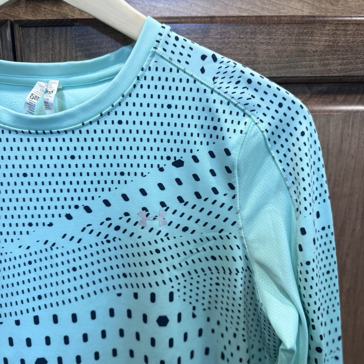 Under Armour ColdGear Fitted Long Sleeve Top Women’s L Blue Print Dot