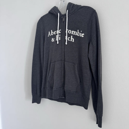 Abercrombie & Fitch Small Gray Logo Zip Up Hoodie/Jacket Y2K