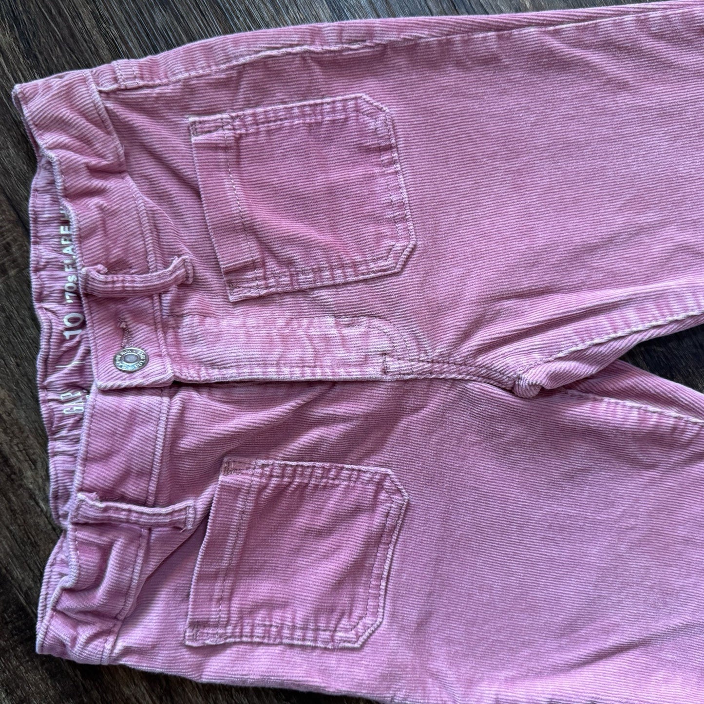 GAP Kids Girls Pink Corduroy Pants Size 10 High Rise 70s Flare Stretch Y2K Vibe