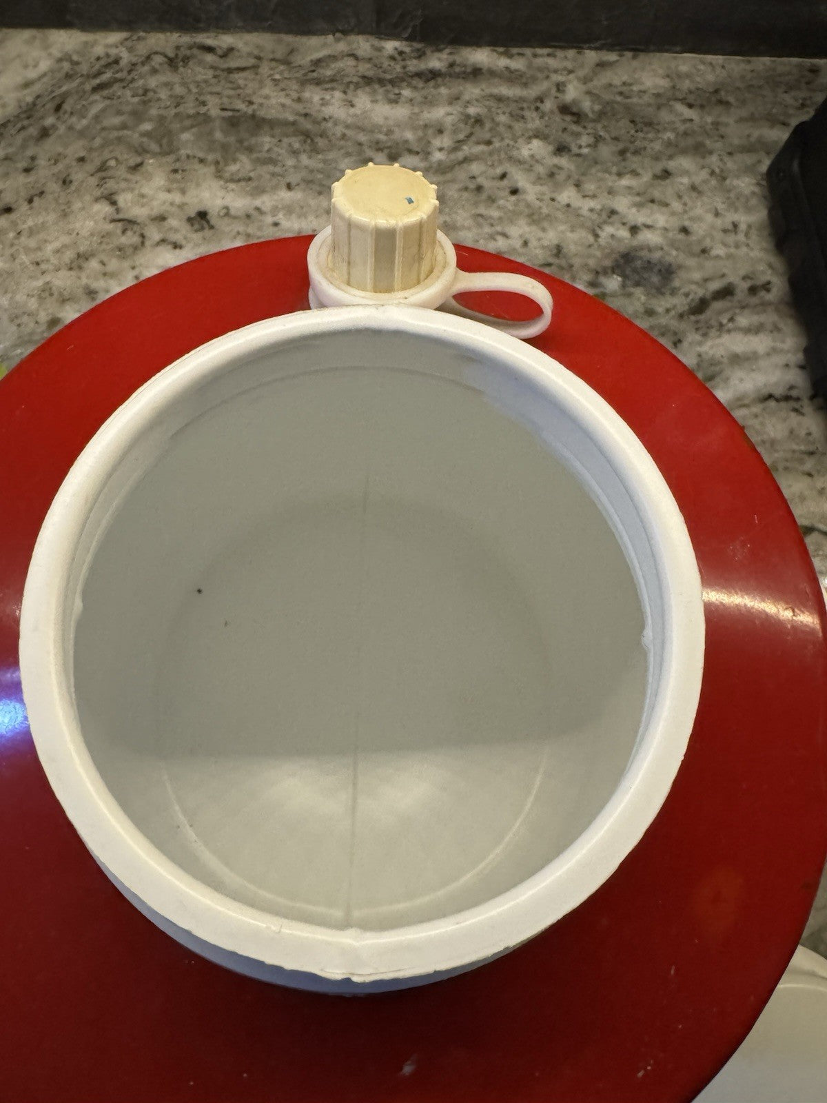 Vintage 1970s Thermos Picnic Water Jug Red & White Metal 1 Gallon Made USA
