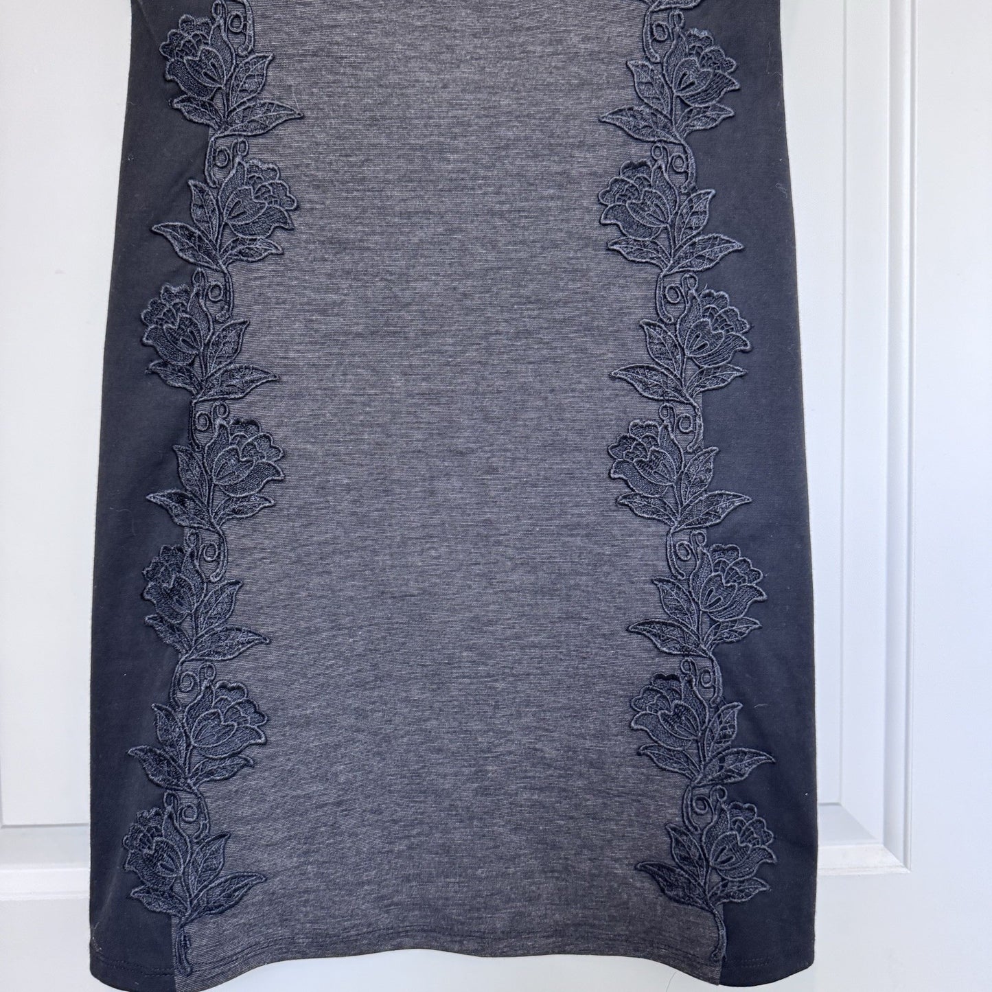 NWT 41 Hawthorn Stitch Fix Becka Lace Trim Knit Dress Dark Grey M RN150466