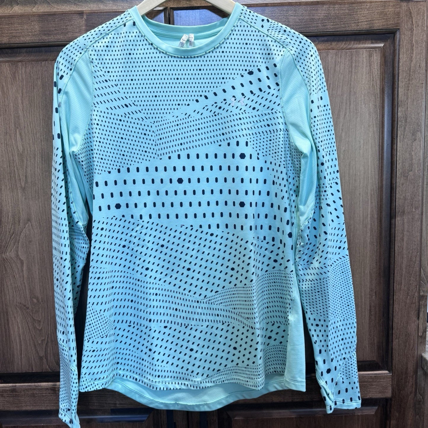 Under Armour ColdGear Fitted Long Sleeve Top Women’s L Blue Print Dot