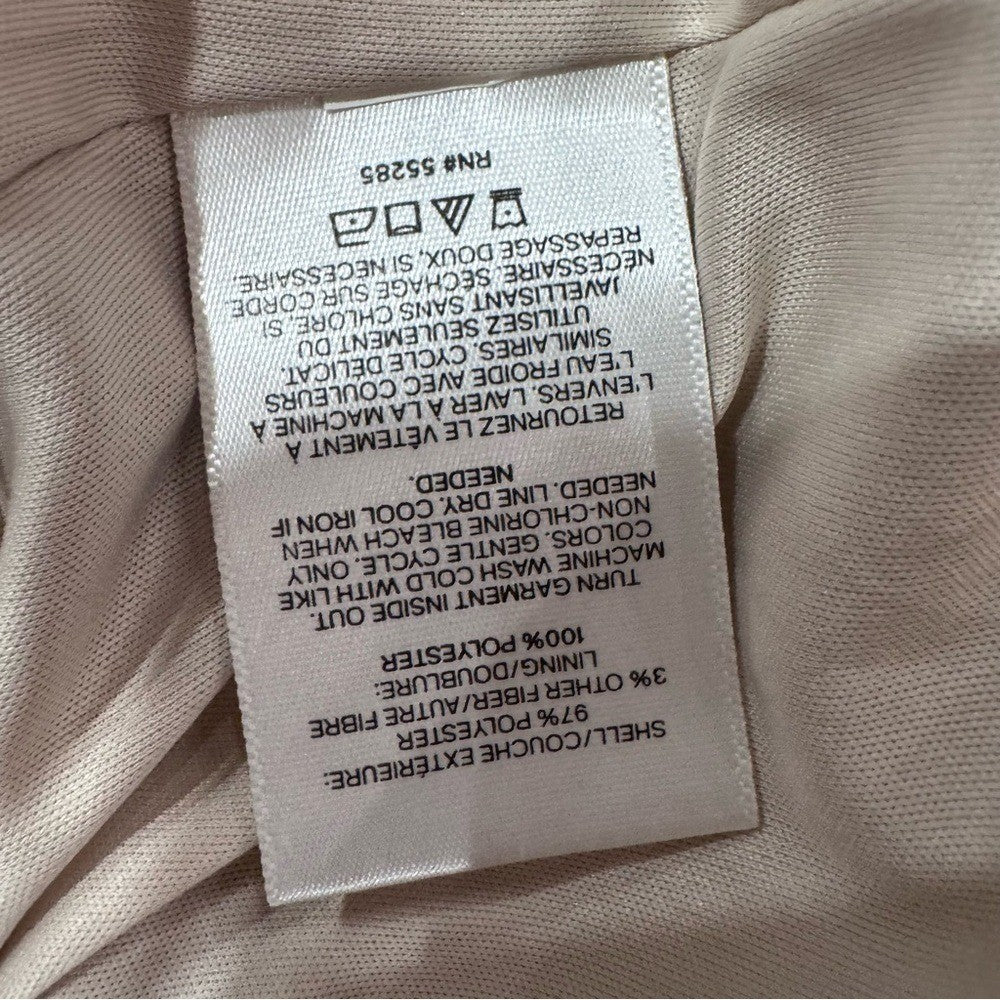 Express Puff Sleeve Midi Dress Women's XS Cream Beige Polka Dot V-Neck Fit