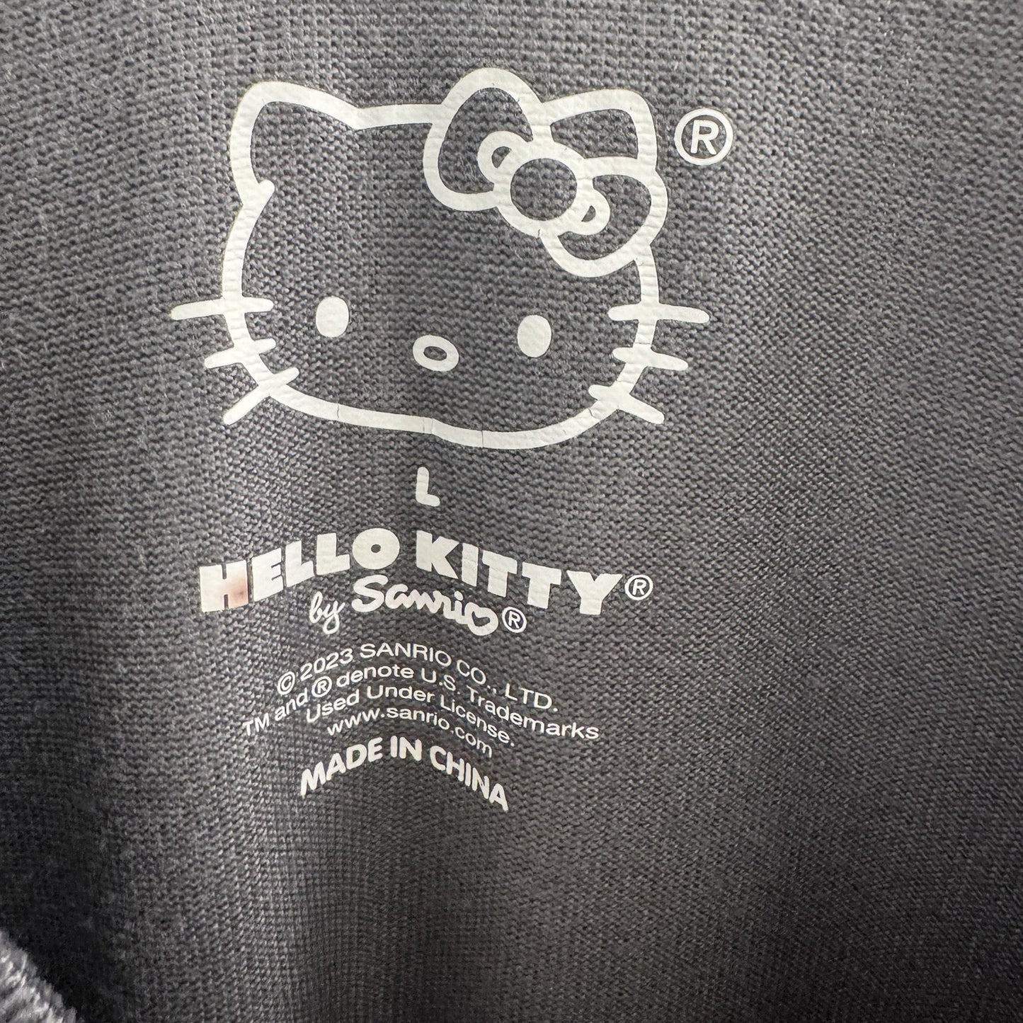 Hello Kitty Sanrio Womens L Leopard Bow Lounge Top Gray Sleepwear 2023 Cute