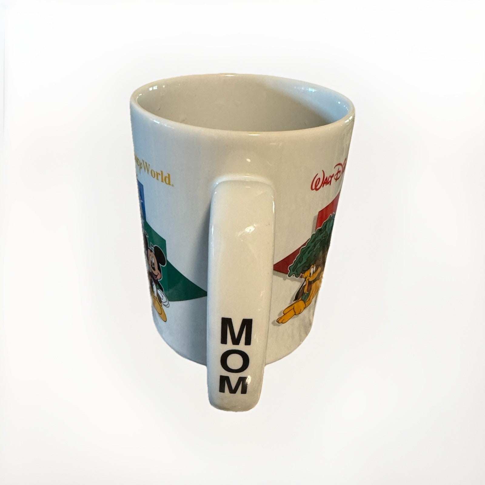 Vintage Walt Disney World Mom Mug Four Parks One World Mickey Pluto Donald Goofy