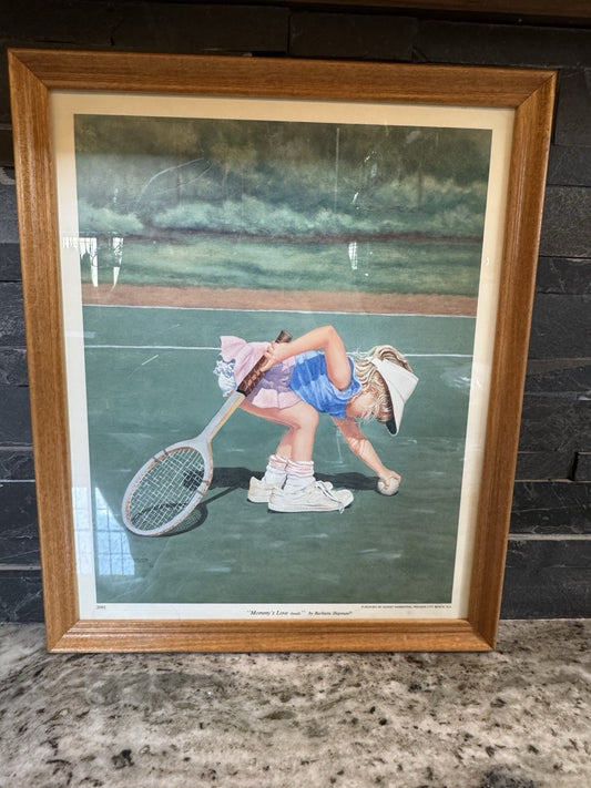RARE Vintage Barbara Shipman Print- Framed- Tennis- Art- Fast Ship- Mommy’s Love