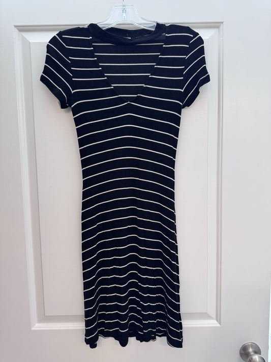 American Eagle Soft & Sexy Black White Striped Ribbed Dress Women’s Small