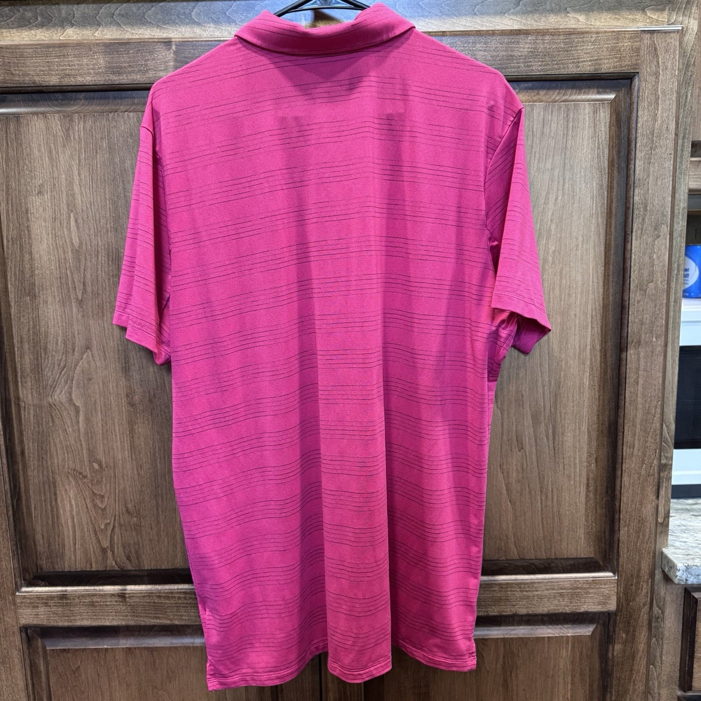 Nike Golf Dri-FIT Striped Polo Shirt Large Pink Magenta SC 1867 Embroidery