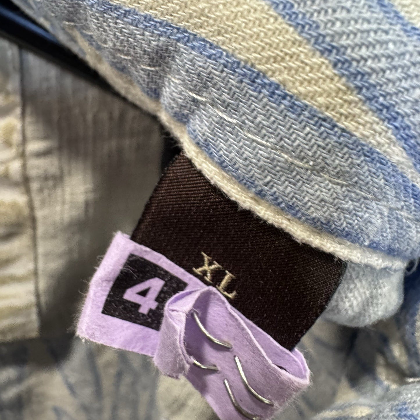 Tasso Elba Island Blue White Palm Print Short Sleeve Button-Up Shirt XL