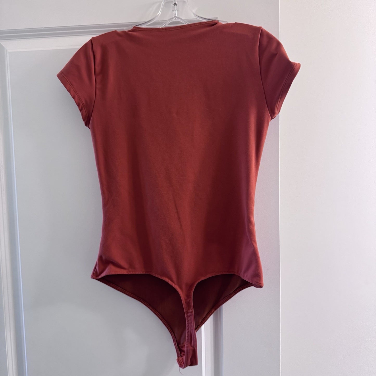 Autumn Baby Rust Red Square Neck Bodysuit Cap Sleeve Stretchy Size S