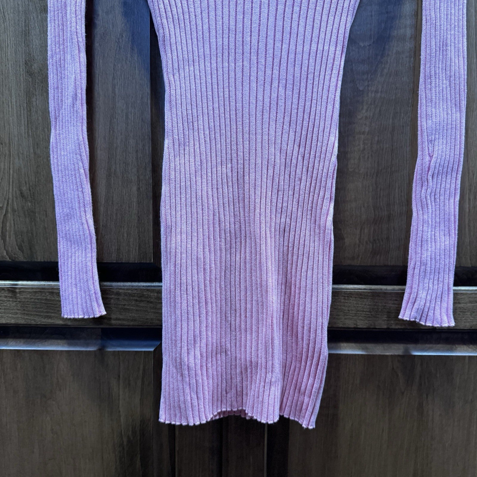 H&M XS Pink Ribbed Sweater Dress Collared Long Sleeve Bodycon LivaEco NWT