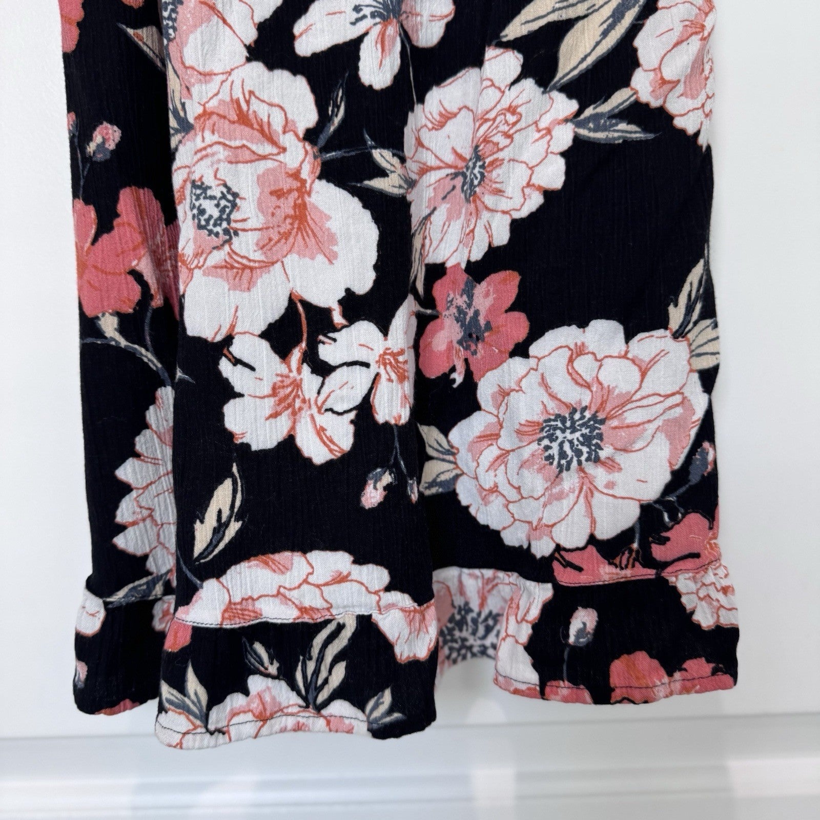 Roxy Floral Halter Dress Black Pink Sleeveless Summer Beach Boho Y2K Small
