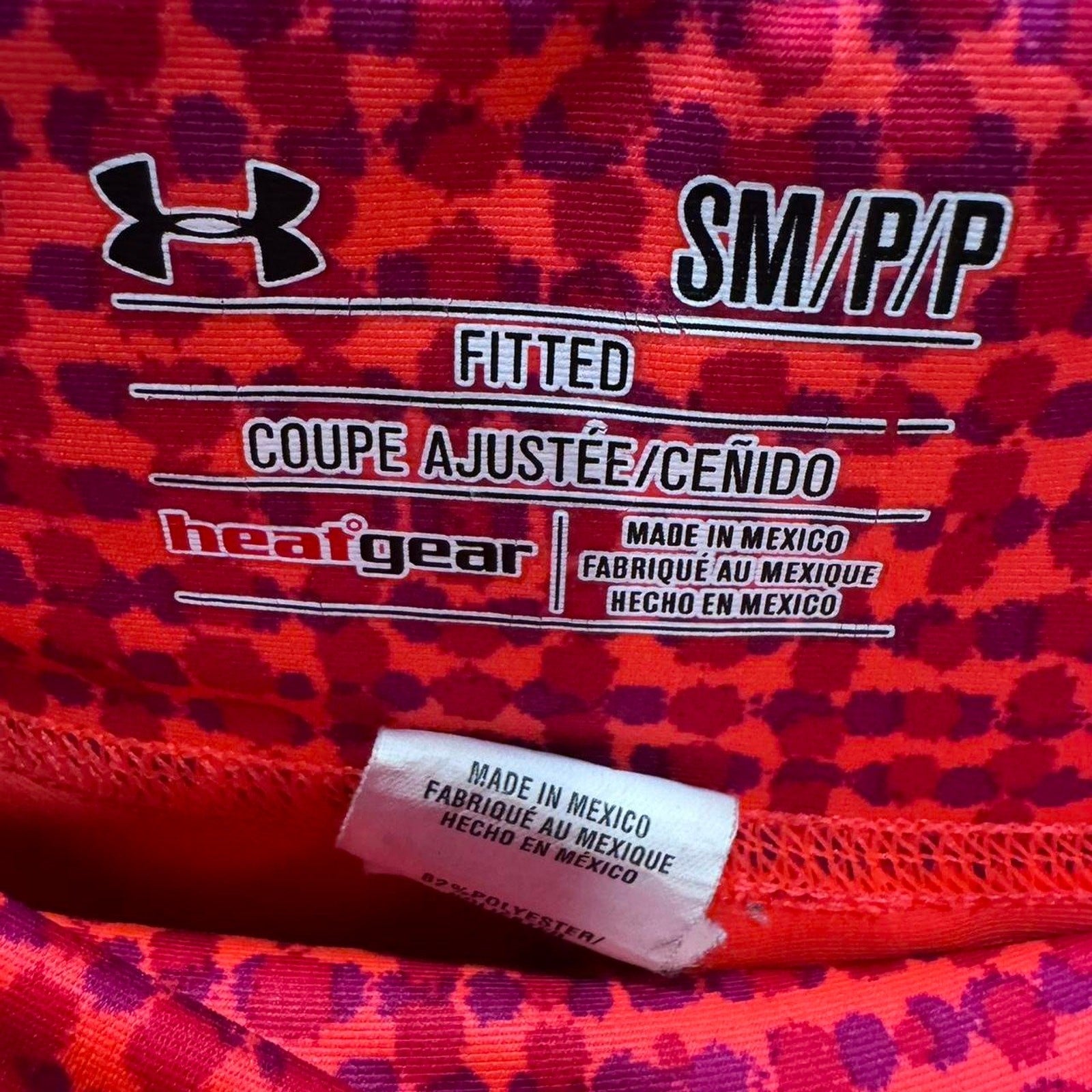 Under Armour Fluorescent Pink Medium Mid-Rise Leggings Fitted Small