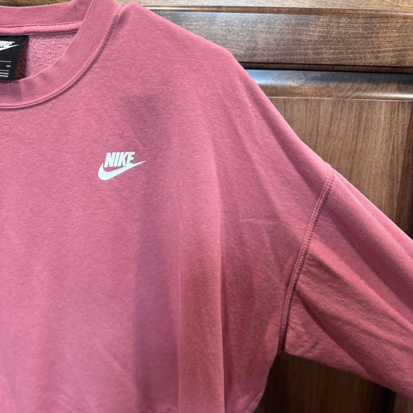 Nike Club Fleece Crew Pullover Sweatshirt Rose Pink Oversized cropped Women’s S