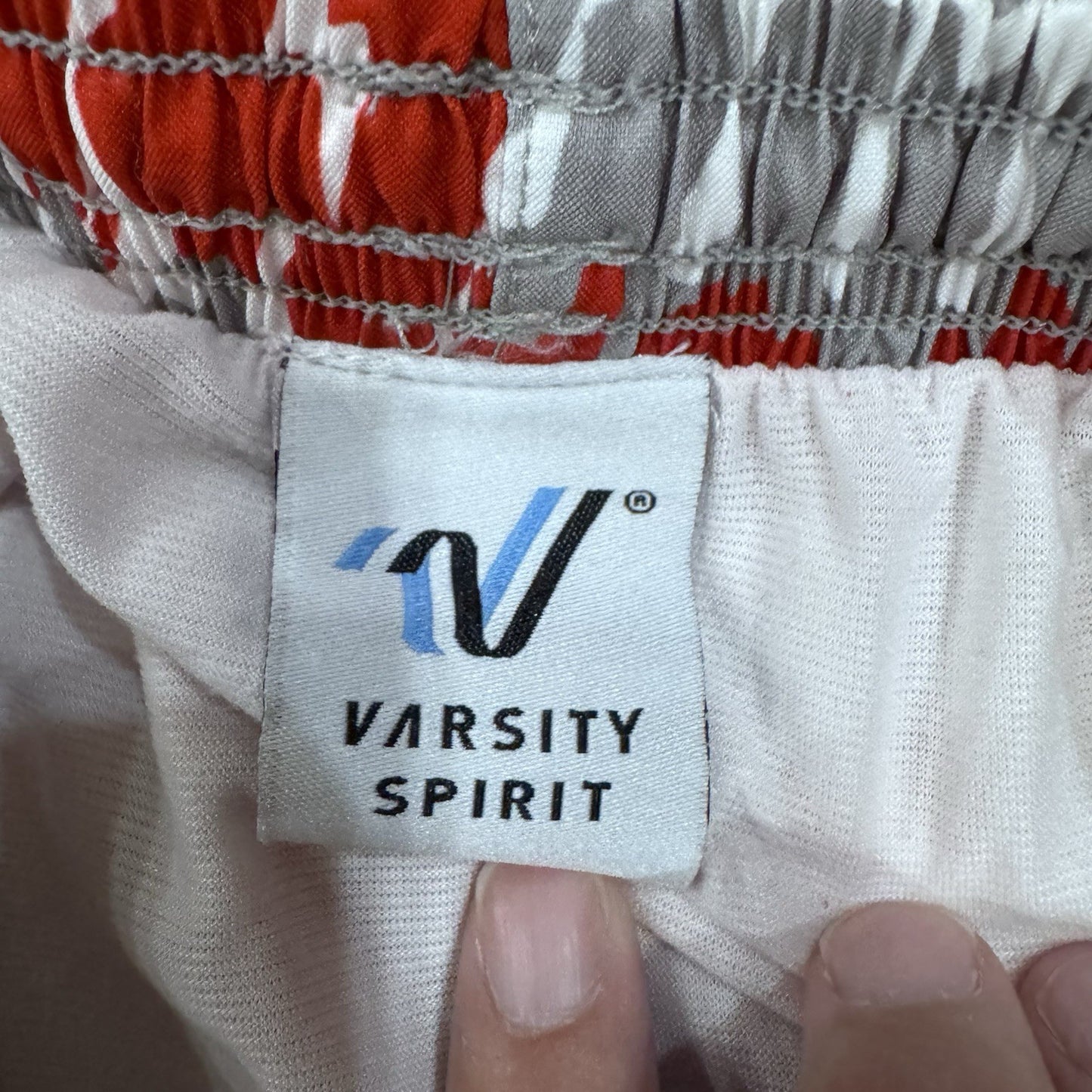 Varsity Spirit Cheer Shorts Women’s Small Red Gray White Tie Dye Print Lined