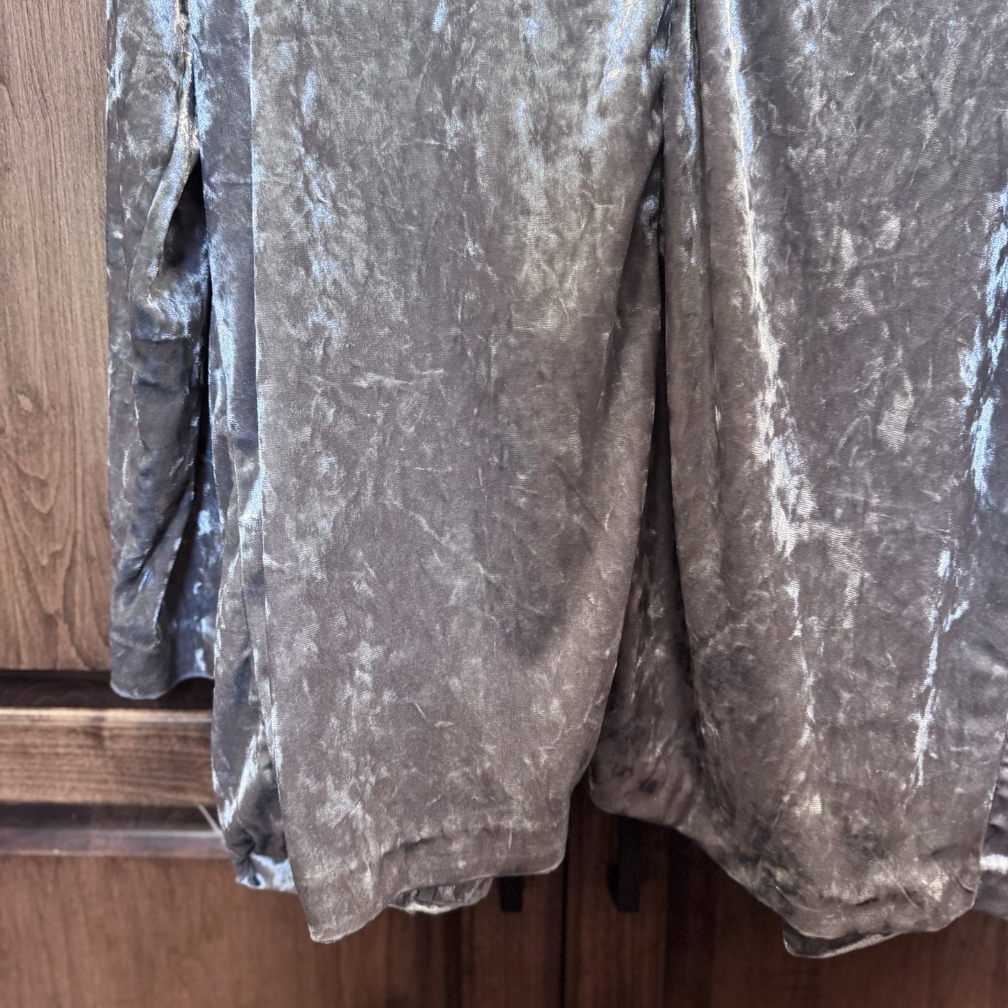 Divided by H&M Crushed Velvet Open Front Blazer Jacket Gray Silver Size Medium