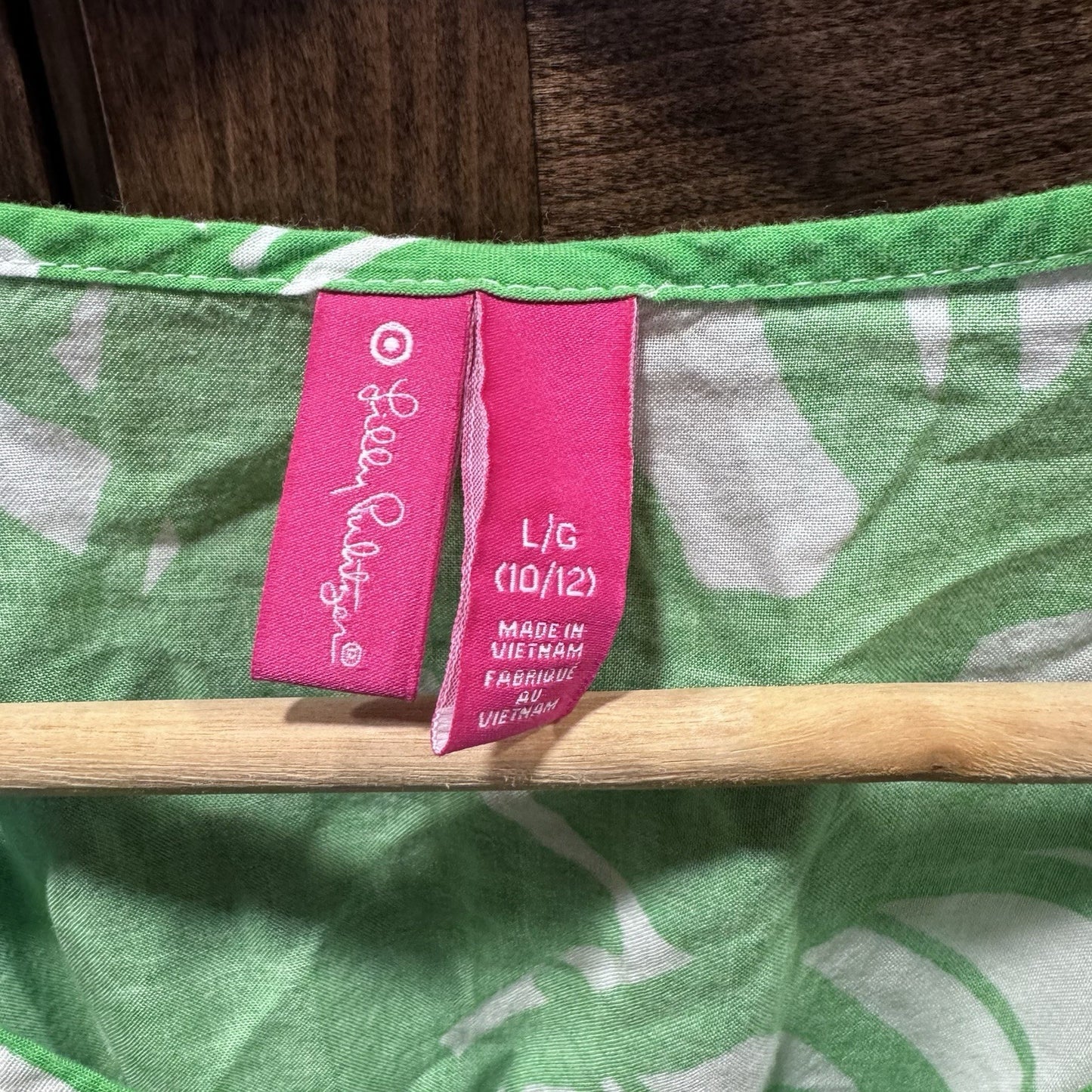 Lilly Pulitzer for Target Girls Green White Palm Print Tunic Top Size L (10/12)