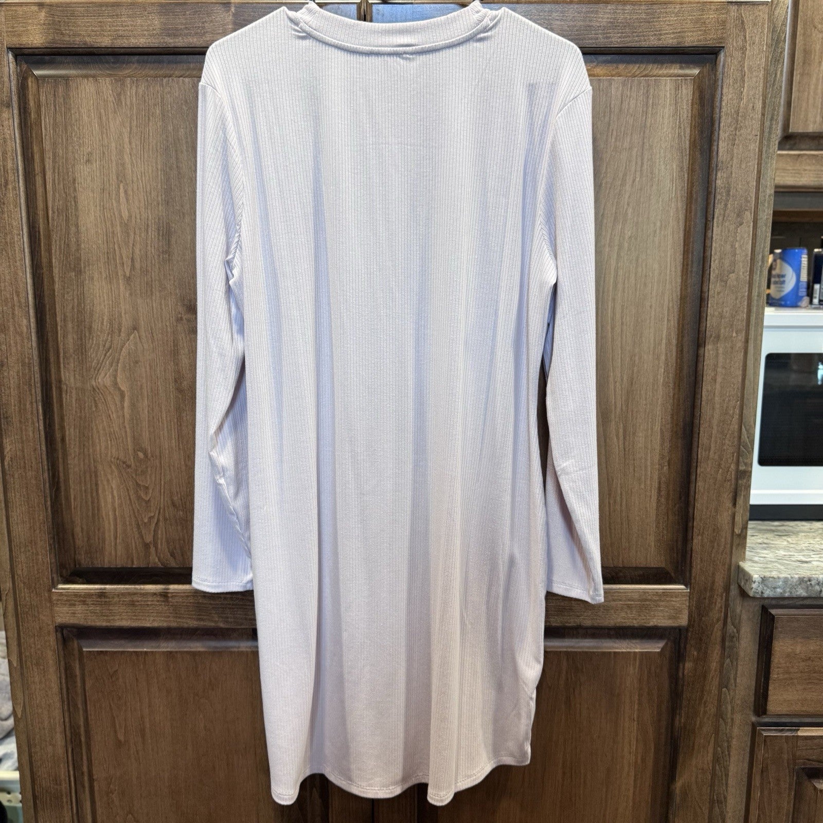 Venus Ribbed Long Sleeve Swing Dress Lavender Purple Size Large