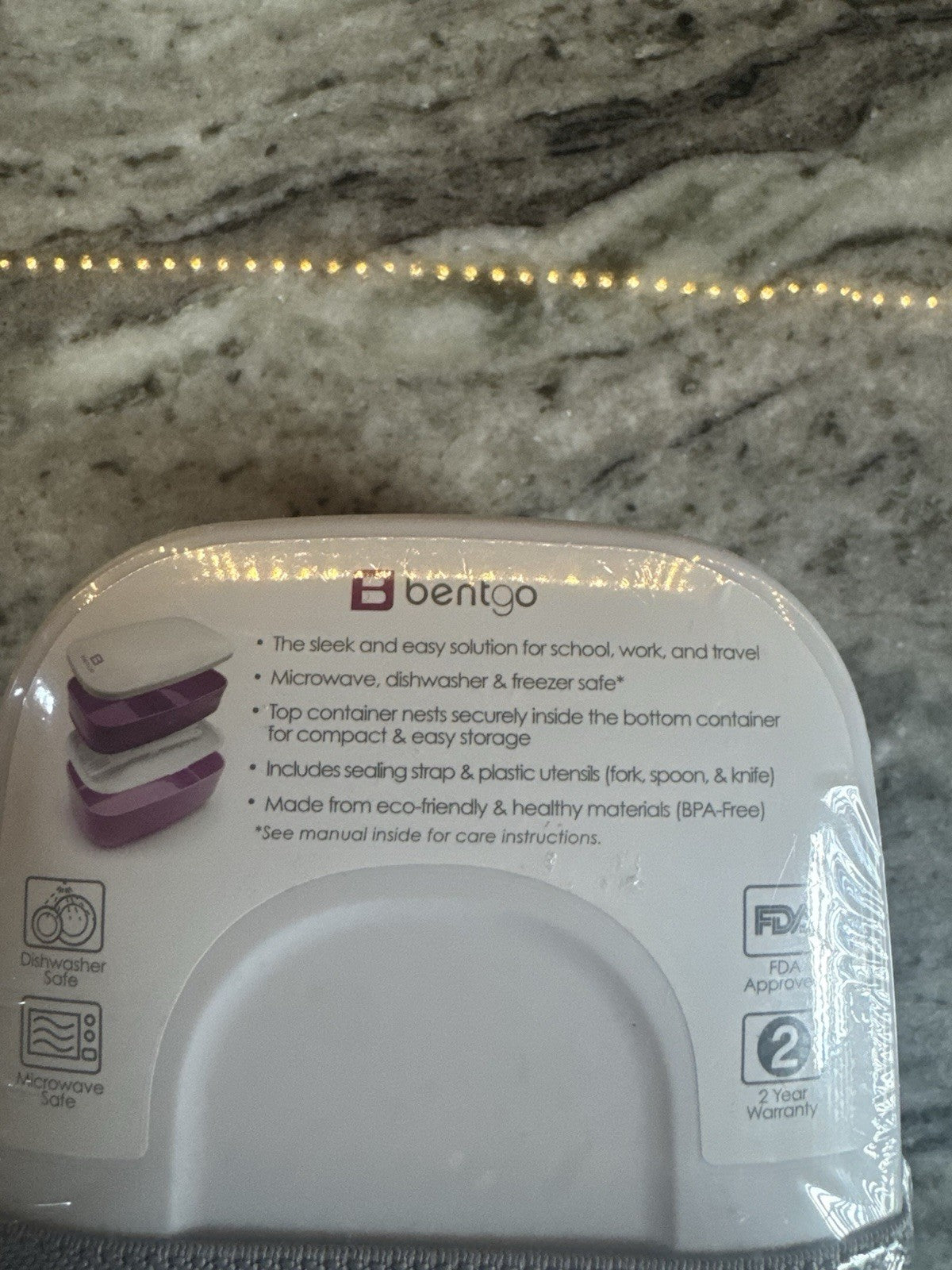 Purple Portable BentGo Box Double Lunch Box Food Storage Container Elastic Band