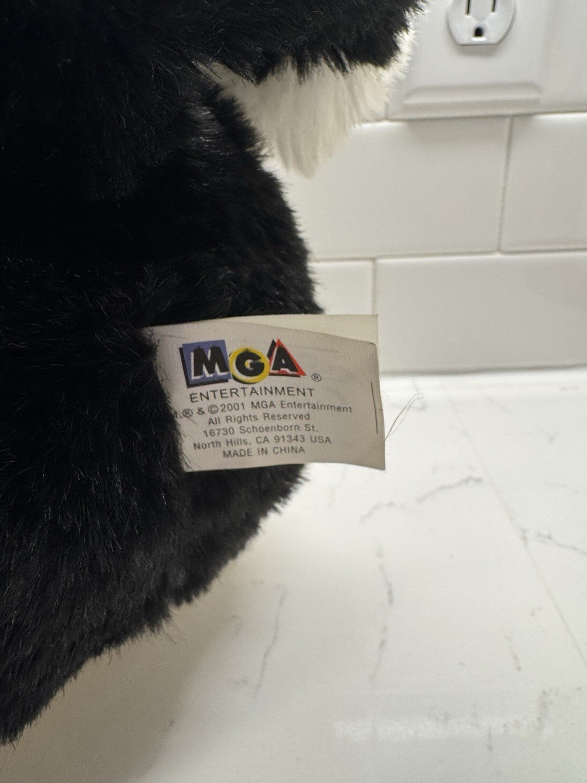 Vintage 2001 MGA Plush Battery Operated Interactive Black & White Cat