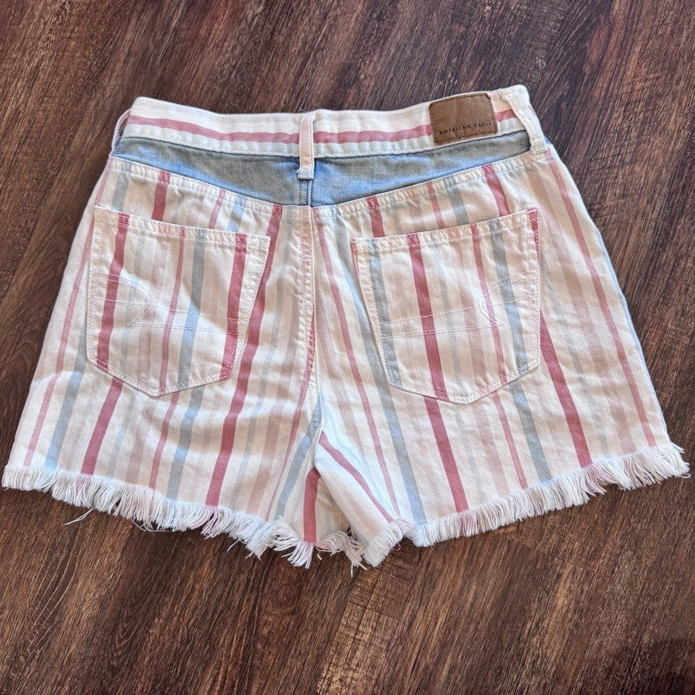 American Eagle Outfitters AEO Red White Blue Patriotic Mom Shorts Jean Size 4