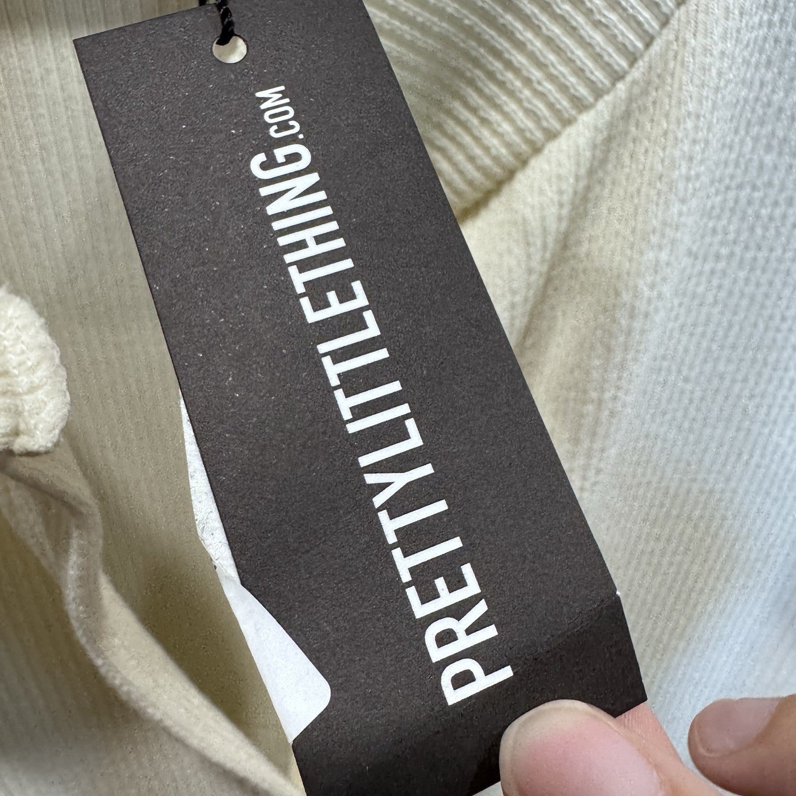 NWT PrettyLittleThing Maternity Cream Ribbed Jumpsuit – Size 12 US / 16 UK