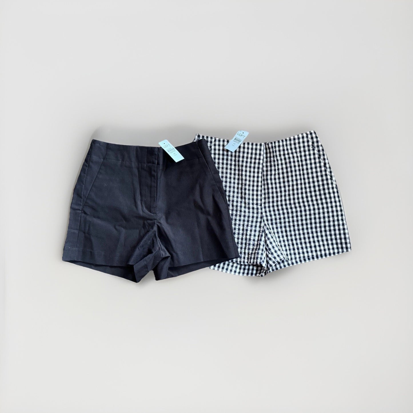 LOFT Petites Shorts Lot | Size 00P | Gingham Check & Solid Black | NWT | Summer