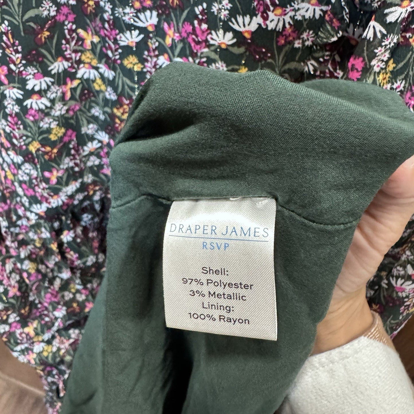 Draper James Floral Midi Dress Smocked Ruffled Tiered Long Sleeve Casual Size XL