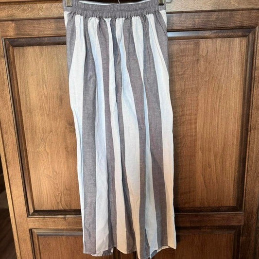 Madewell Linen Blend Striped Wide-Leg Pants XXS NWT