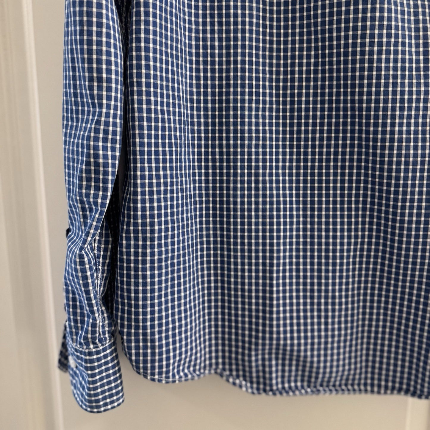 American Eagle Blue Plaid Shirt Men L Button Down Cotton Long Sleeve Casual