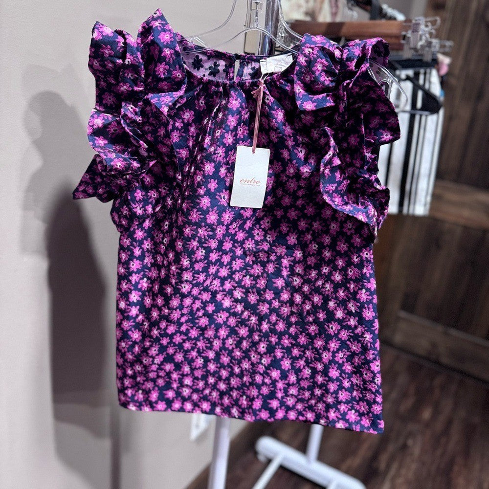 MYSTIC TWILIGHT NAVY FLORAL SLEEVELESS TOP NWT SMALL