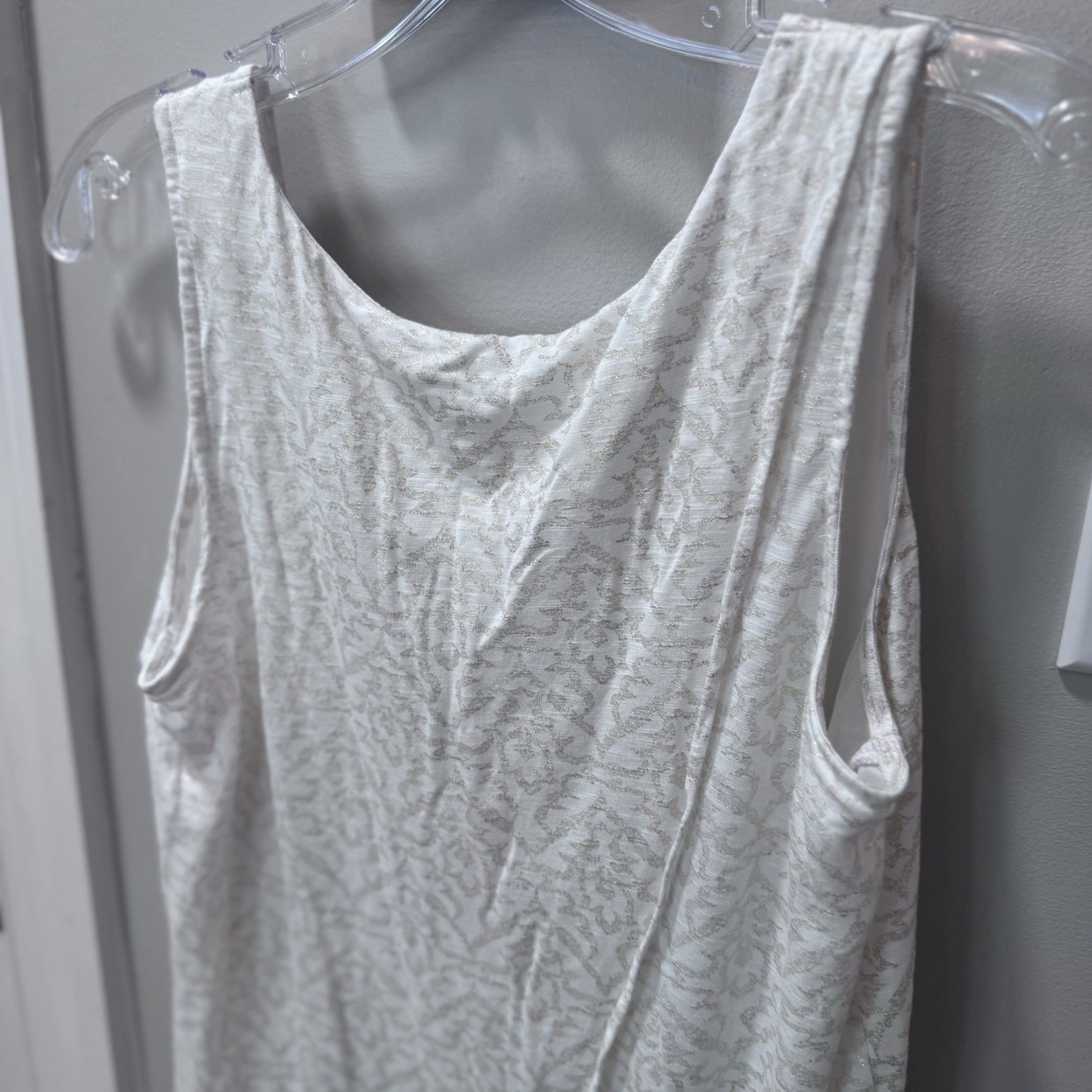 White House Black Market Sleeveless Layered High Low Tank Top Sz S Ivory Gold