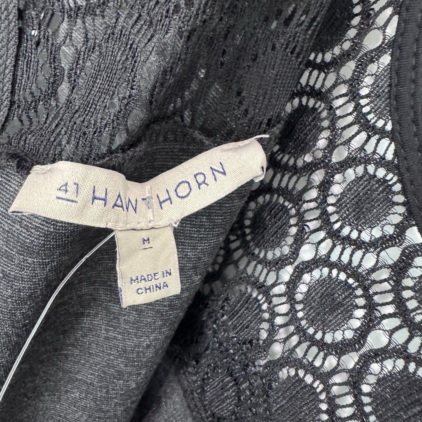 NWT 41 Hawthorn Stitch Fix Becka Lace Trim Knit Dress Dark Grey M RN150466
