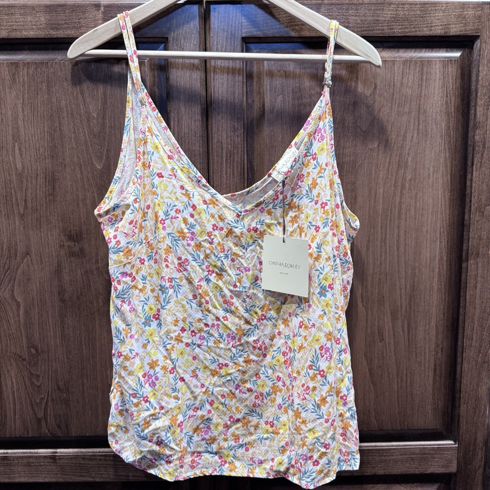 Cynthia Rowley Floral Sleeveless Tank Top XL Multicolor Rayon NWT Spring Summer