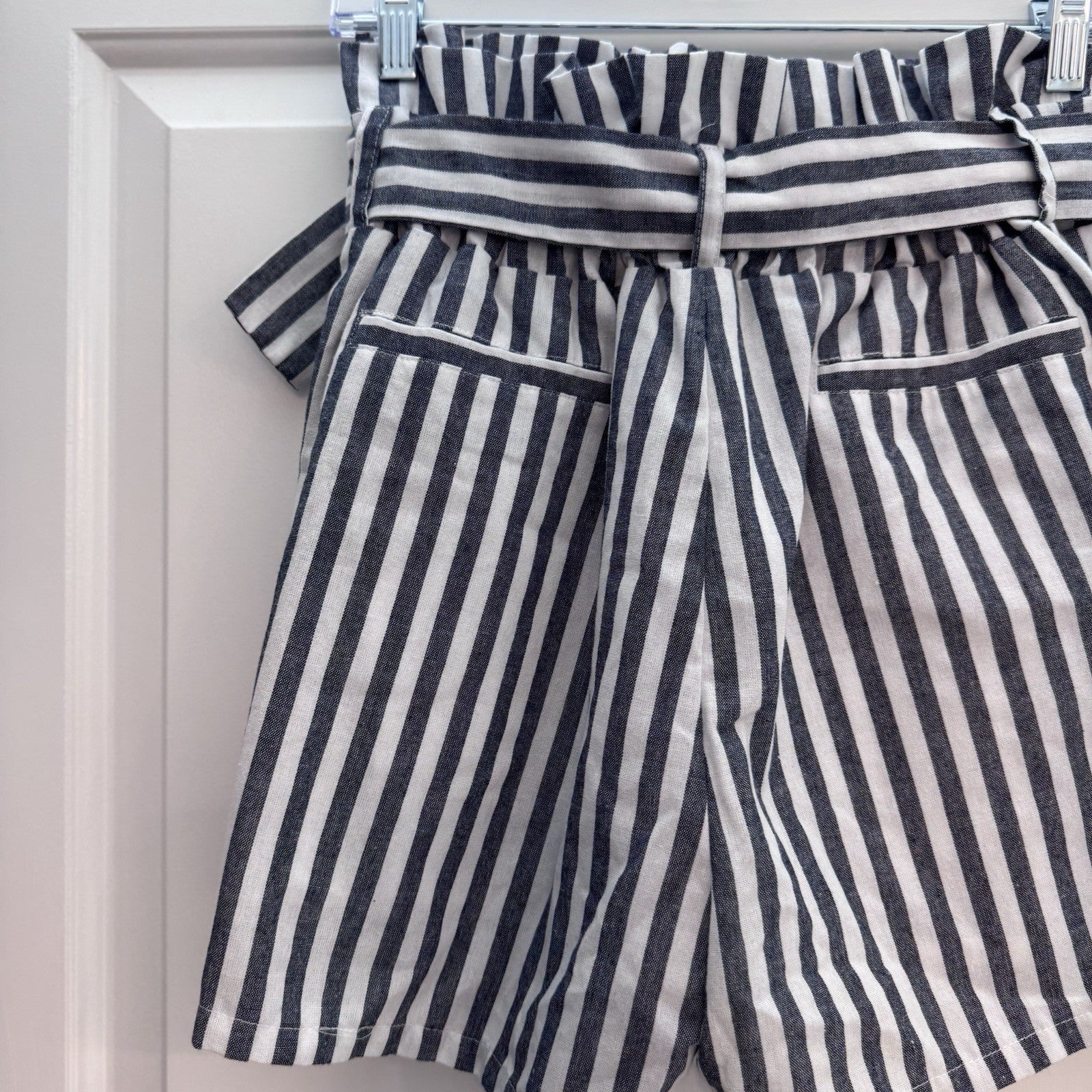 Altar’d State Shorts Blue White Stripe Belted Lined Paperbag Shorts M
