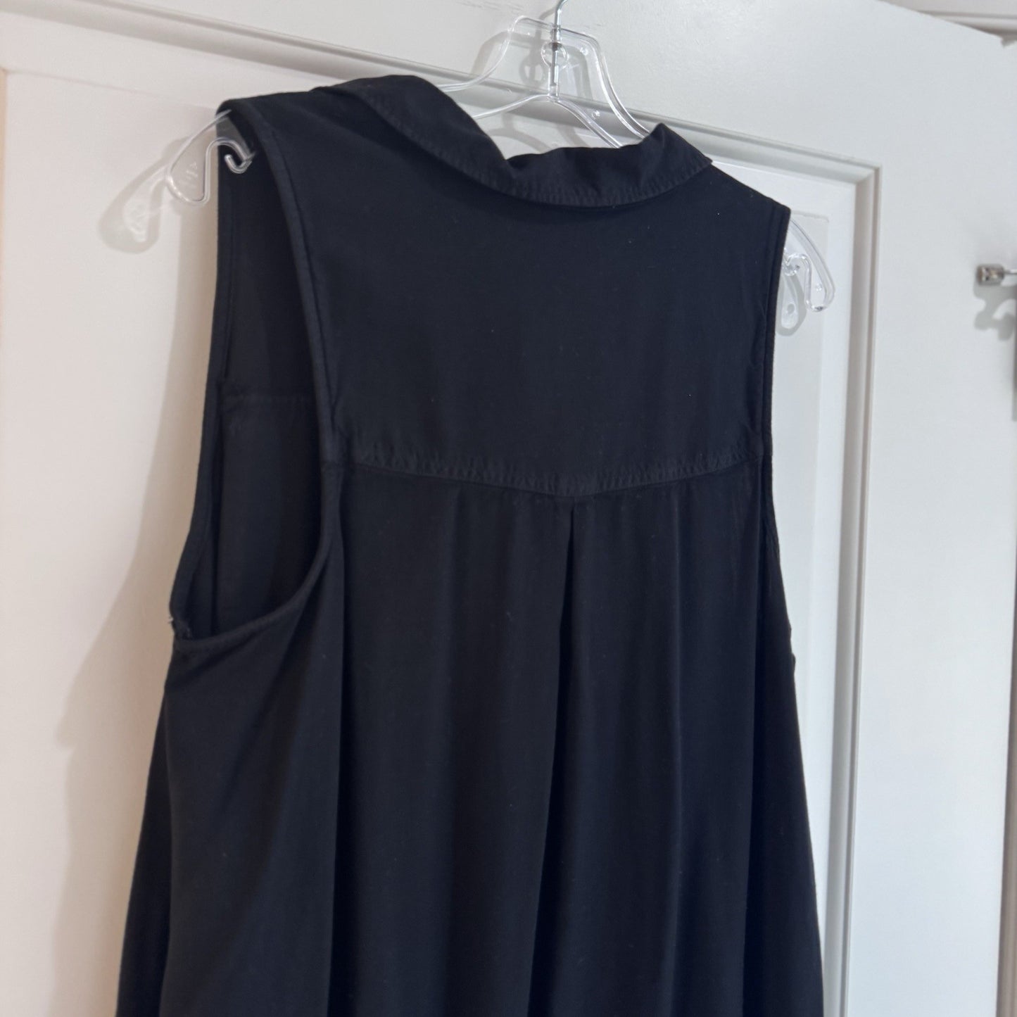 Vintage Mudd Womens Button Front Shirt Dress Black Sleeveless Size XL Y2K