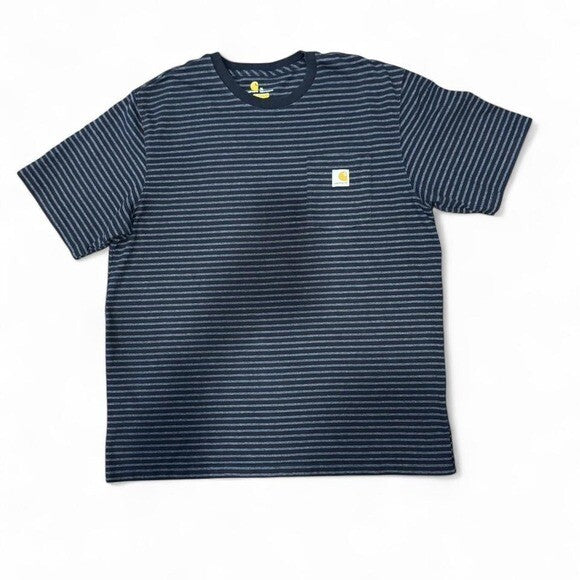 Carhartt Original Fit Striped Tee XL – Black/Grey Pocket T-Shirt