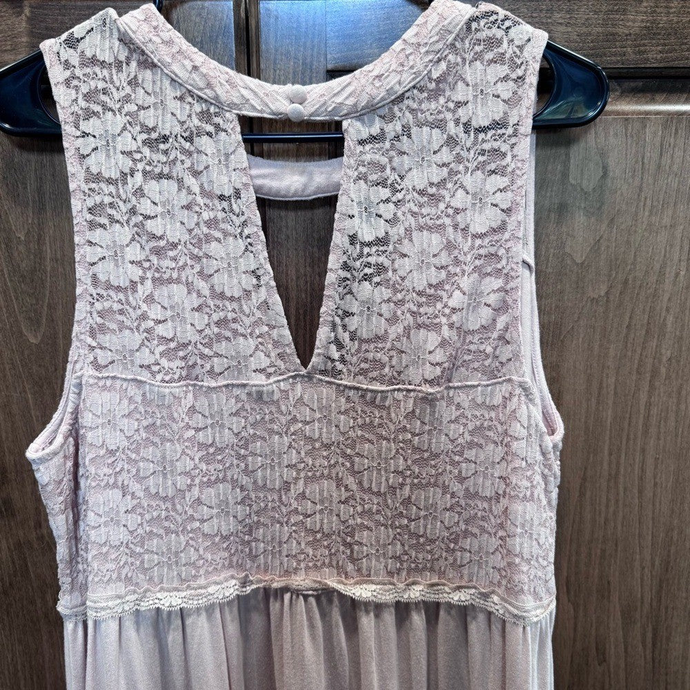 Torrid Super Soft Sleeveless Lace Babydoll Top Blush Pink Size 1 Plus Stretch