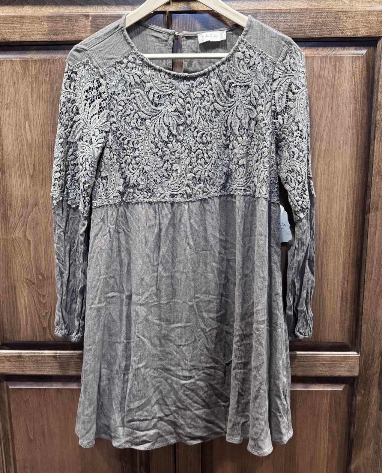 NWT Altard State Olive Green Boho Lace Tunic Dress Size Small Long Sleeve