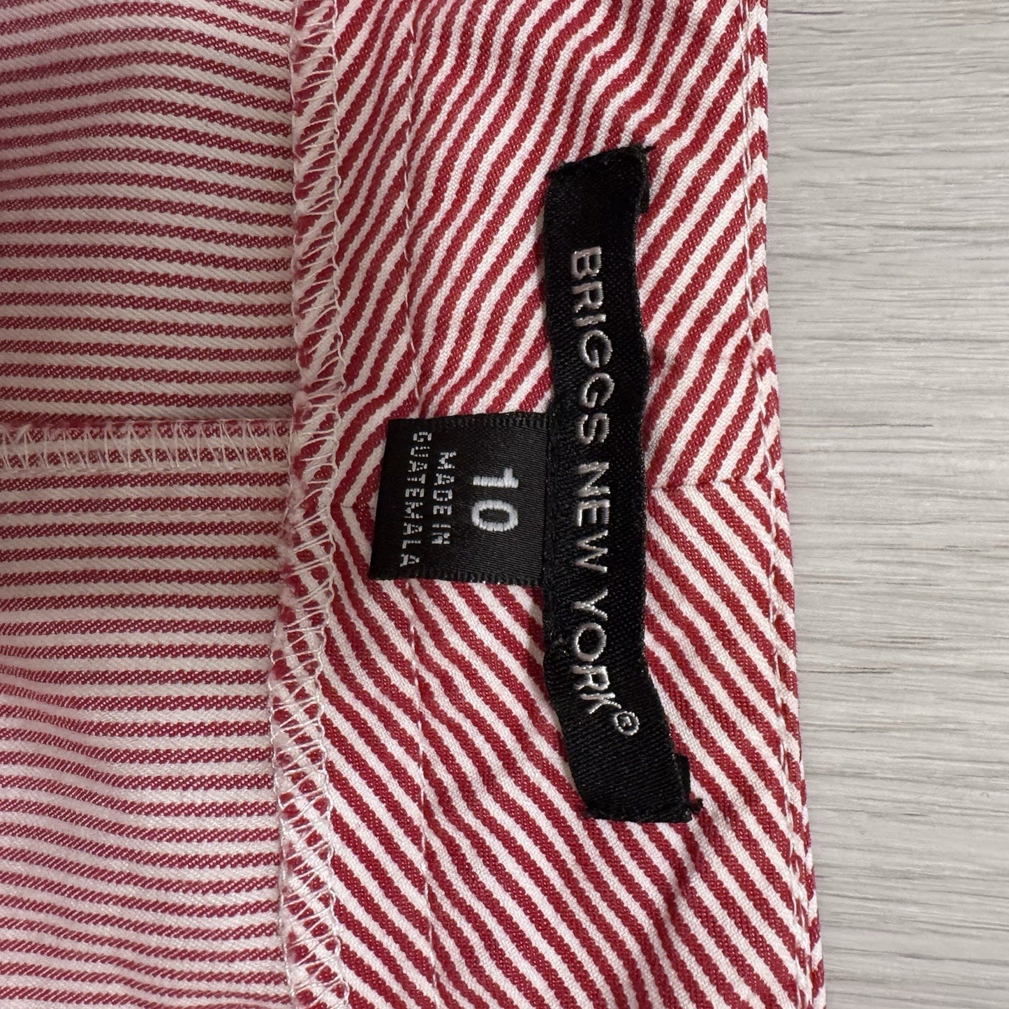 Briggs New York Red White Pinstripe Skort Size 10 Stretch Cotton Blend