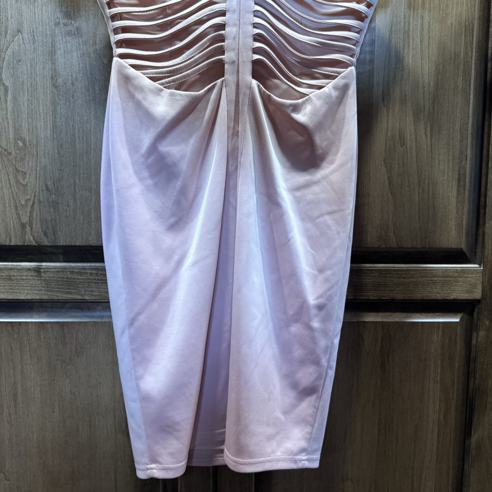 ENTRY Pink Cutout Bodycon Dress Size Large | Sleeveless Strappy Back Midi