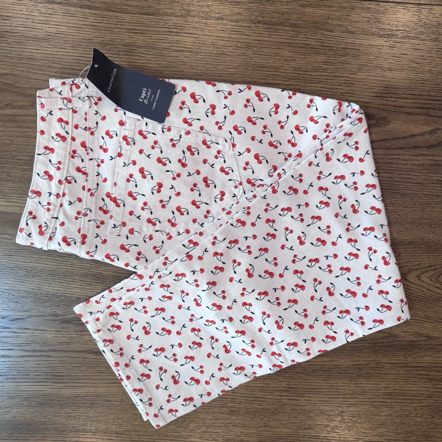 Charter Club Bristol Capri Pants Size 16 Cherry Print Tummy Slimming