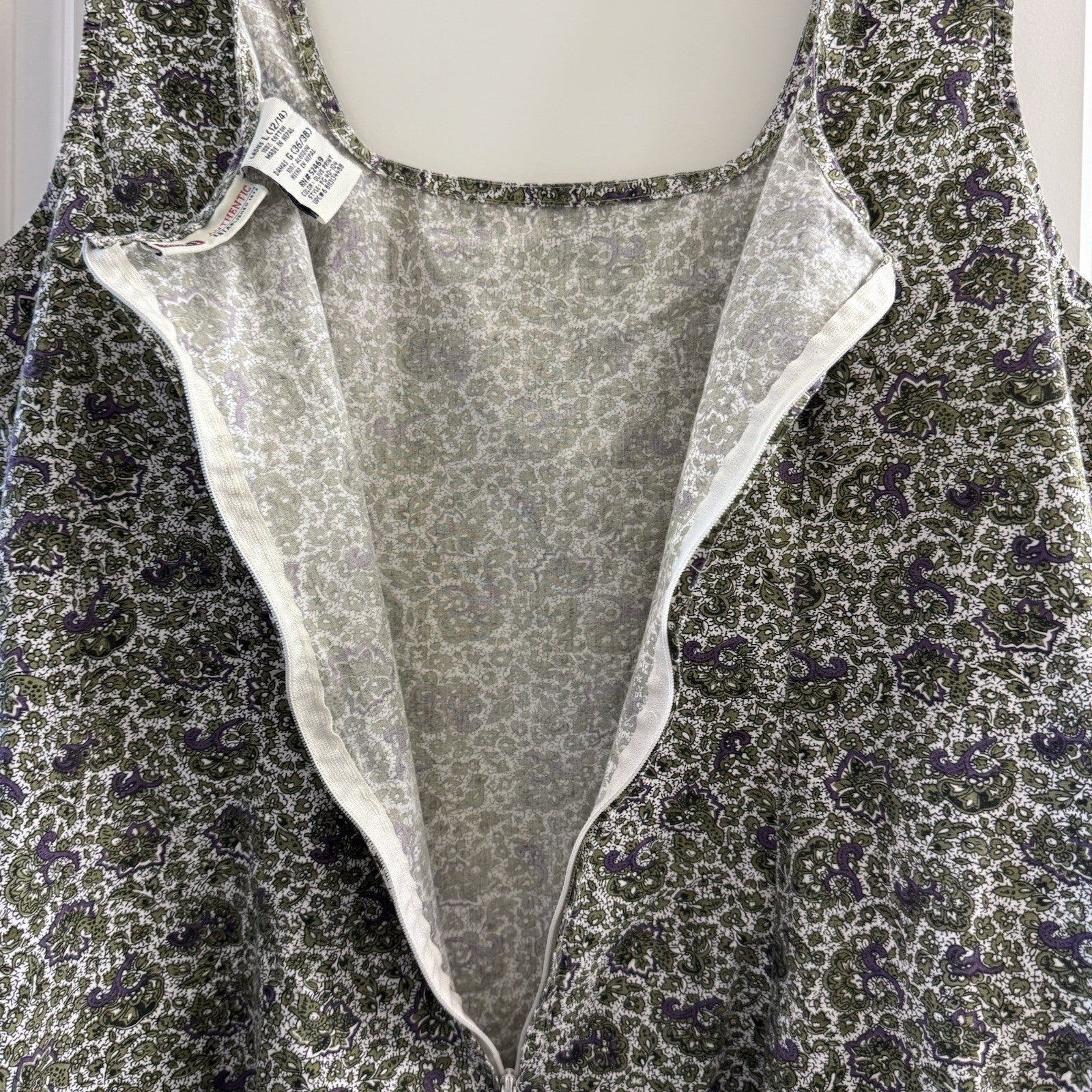 Faded Glory Women’s Sleeveless Dress L 12/14 Green Purple Paisley Floral